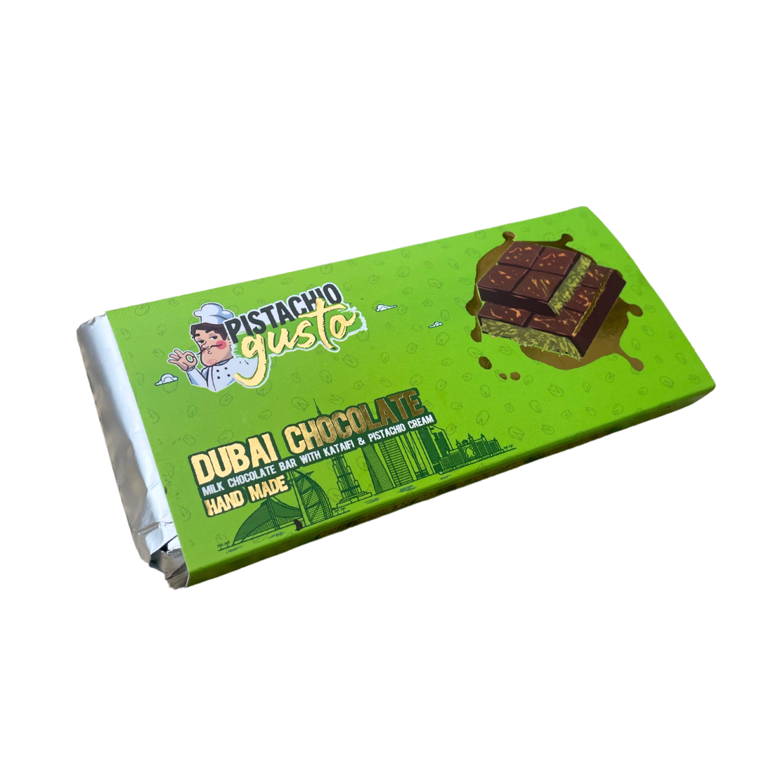 Pistachio Gusto Dubai Chocolate - Milk Chocolate Pistachio Large Bar 200g