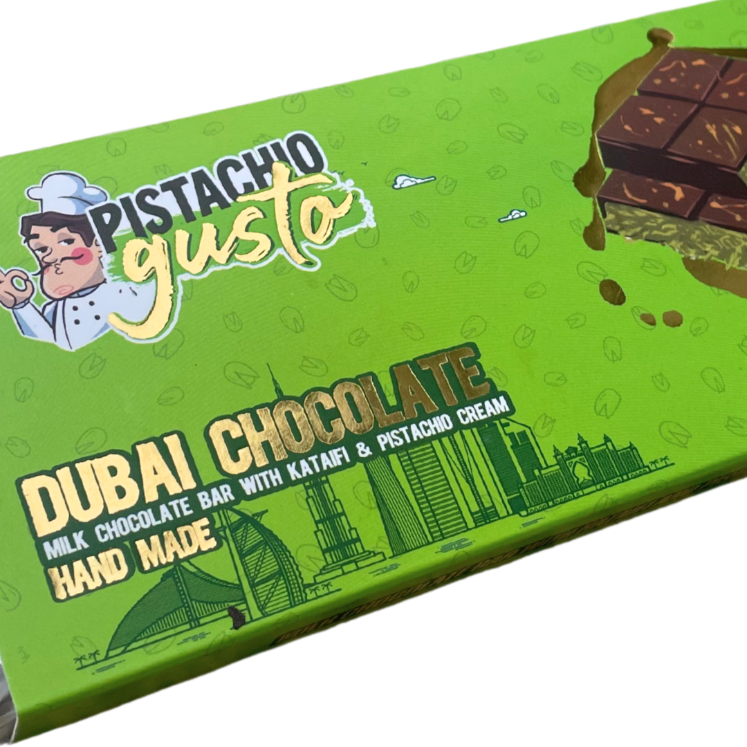 Pistachio Gusto Dubai Chocolate - Milk Chocolate Pistachio Large Bar 200g