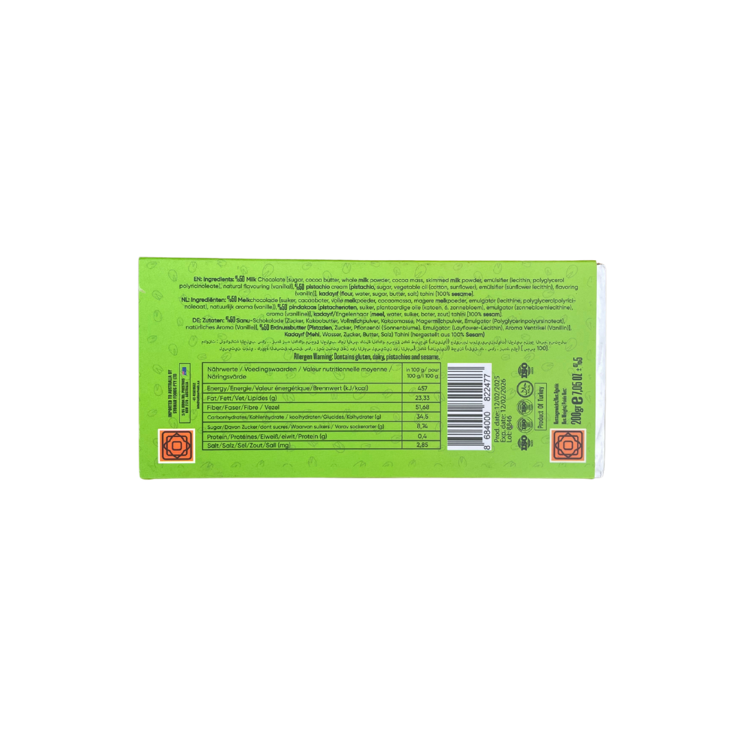 Pistachio Gusto Dubai Chocolate - Milk Chocolate Pistachio Large Bar 200g