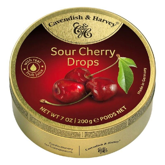 Cavendish & Harvey Travel Tin - Sour Cherry Drops 200g