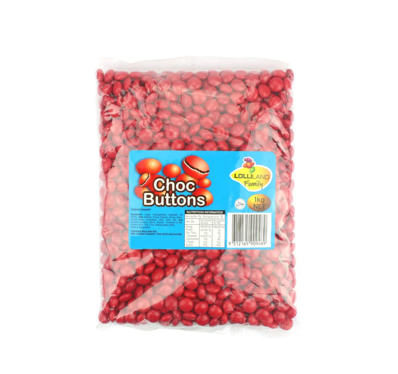 Lolliland Chocolate Button Red 1kg