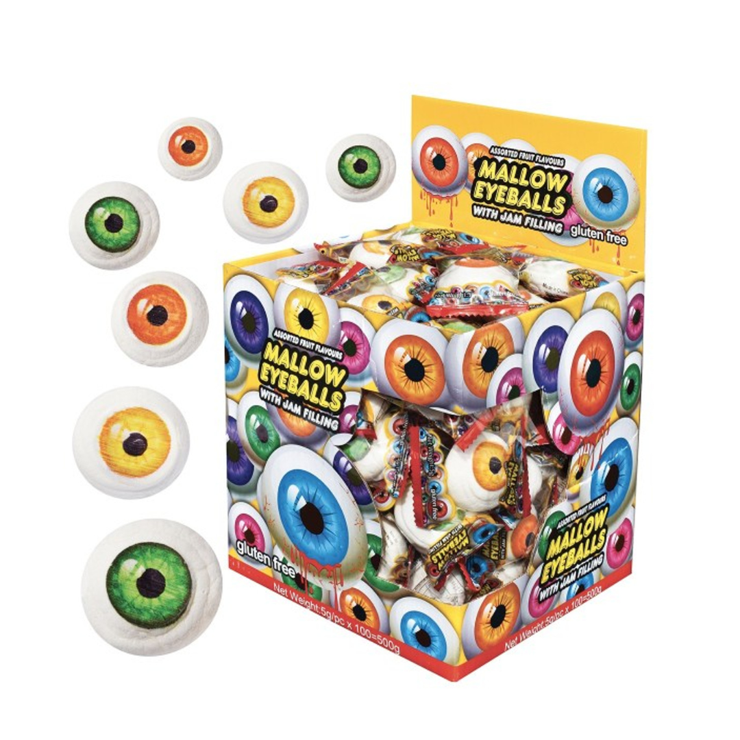 Bulk Buy Mallow Eyeballs with Jam Filling 500g (100 pieces)