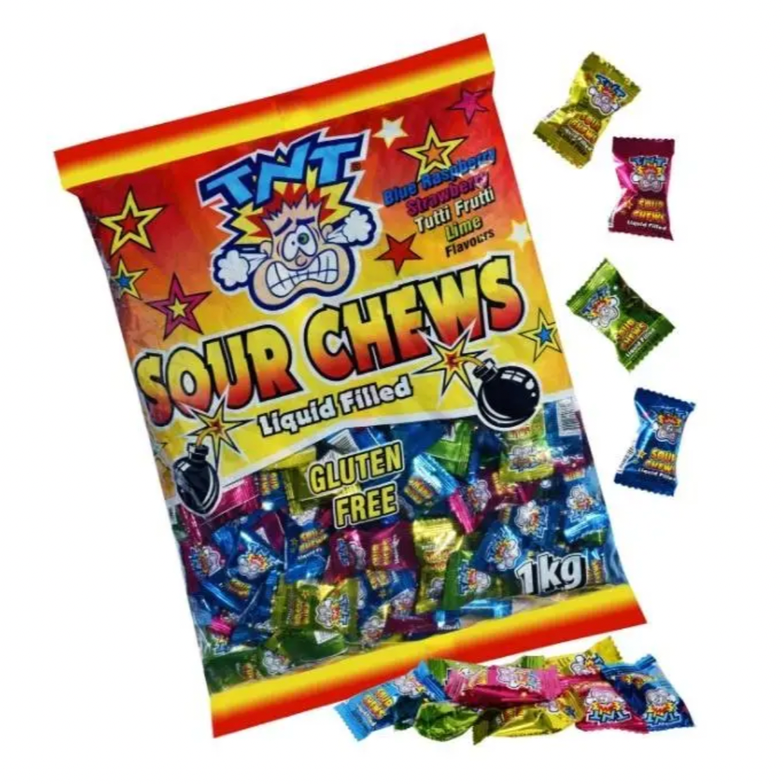 TNT Sour Chews / Liquid Filled / 1kg Bag