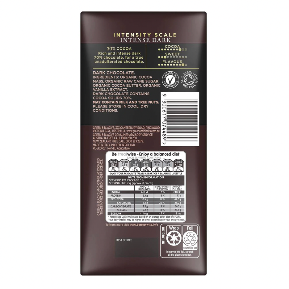 Green & Black's Dark Chocolate 70% Cocoa / 90g