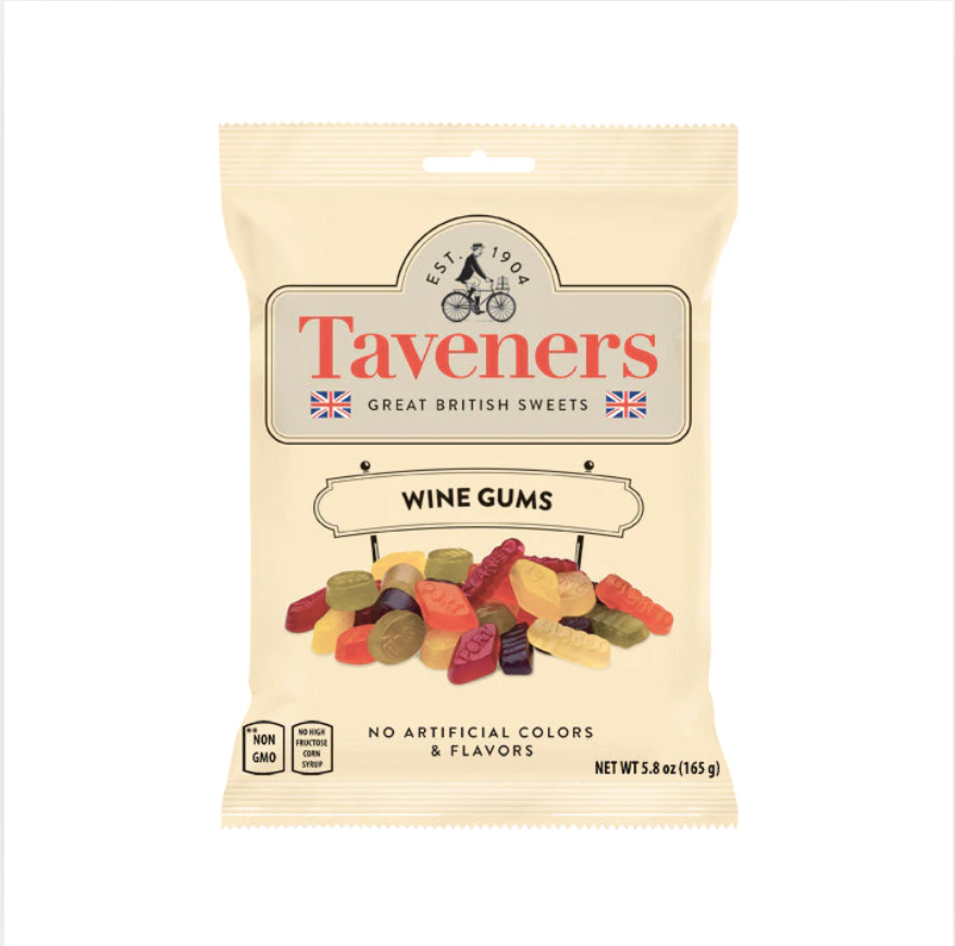 Taveners Wine Gums packaging on a white background