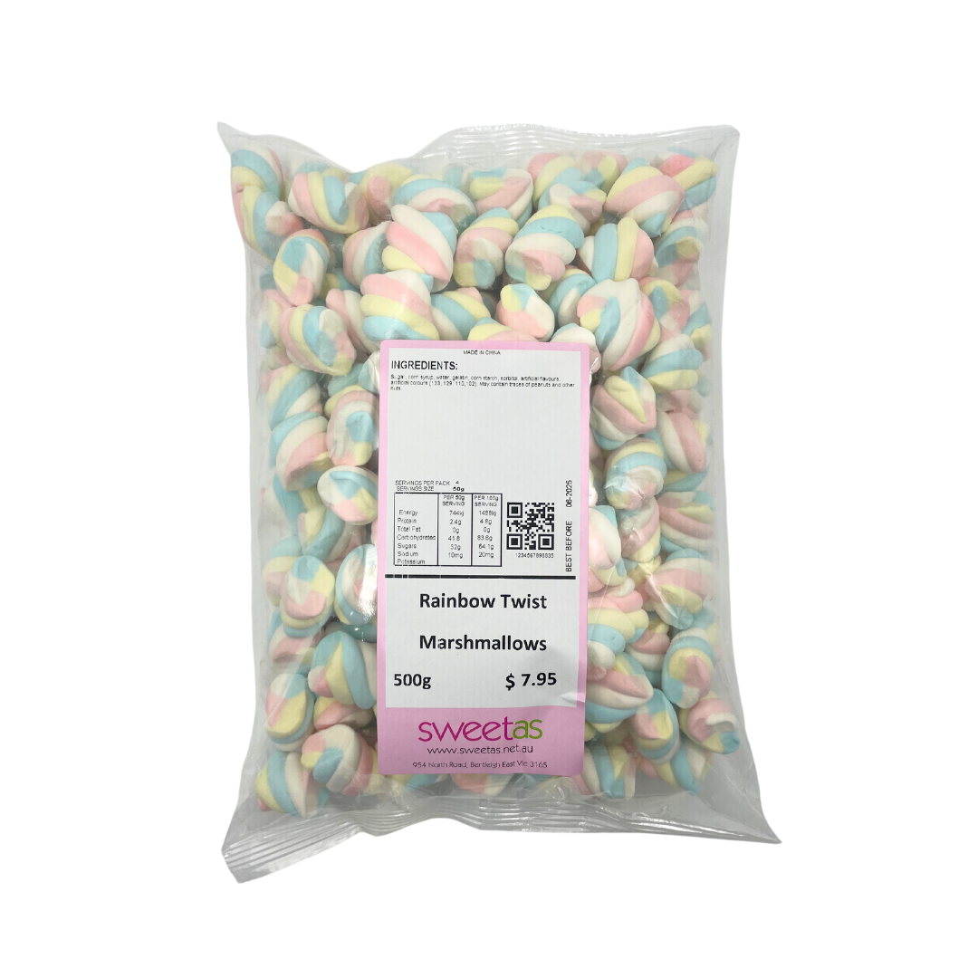 Rainbow Twist Marshmallows - 500g