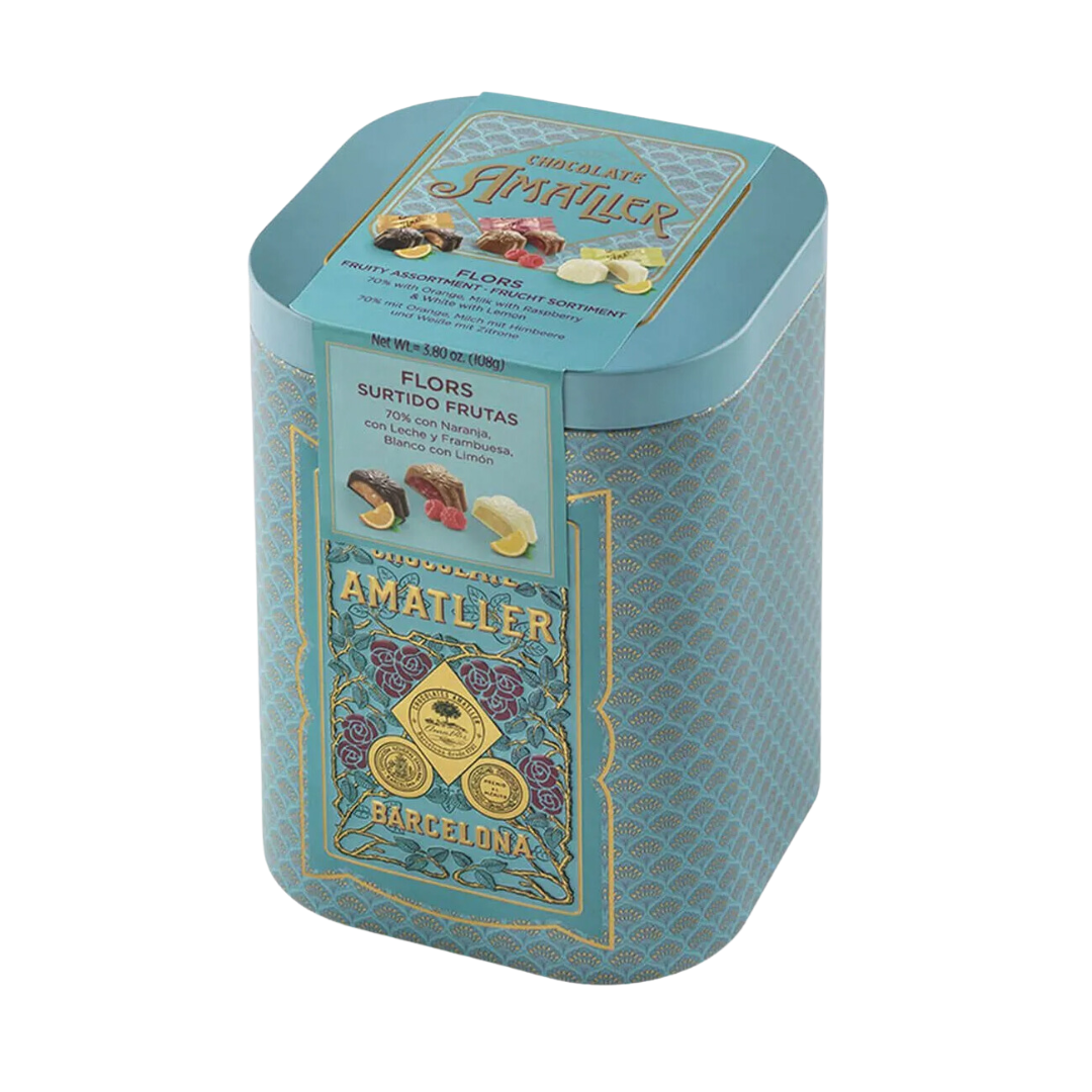 Chocolate Amatller Pralines Fruity Assortment / 108g Metal Tin