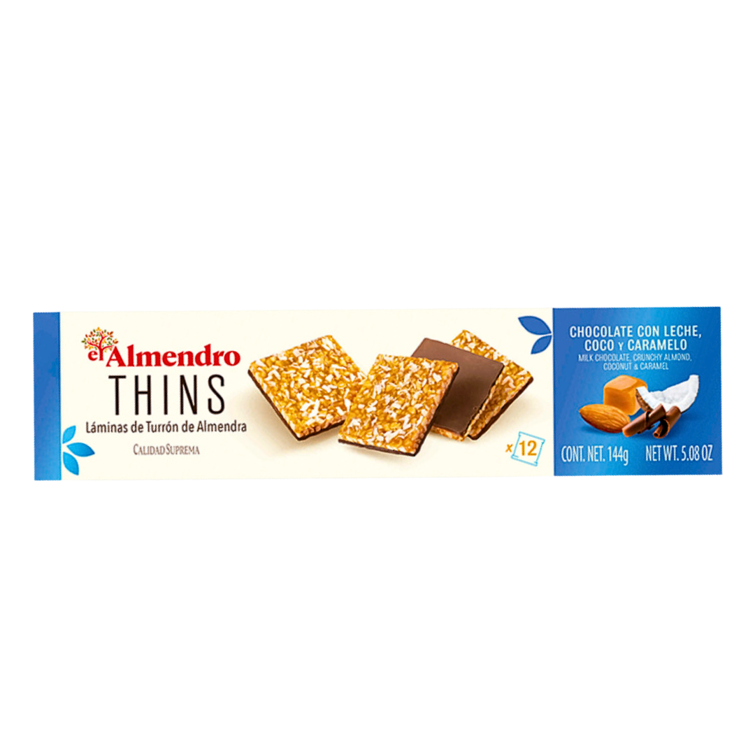 Thin Almond Turron / Milk Choc, Coconut and Caramel / 12 pack