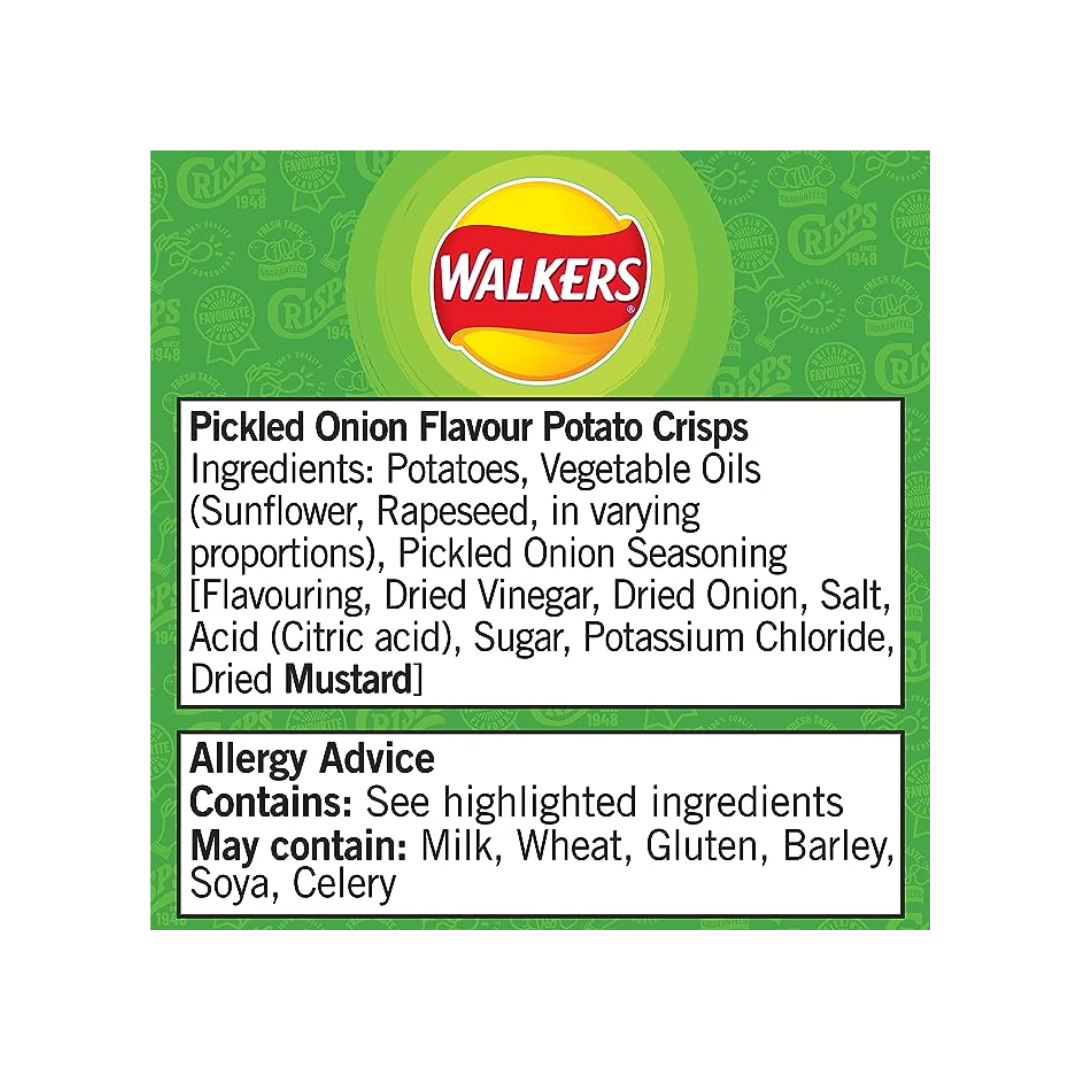 Walkers Crisps Pickled Onion - 32.5g