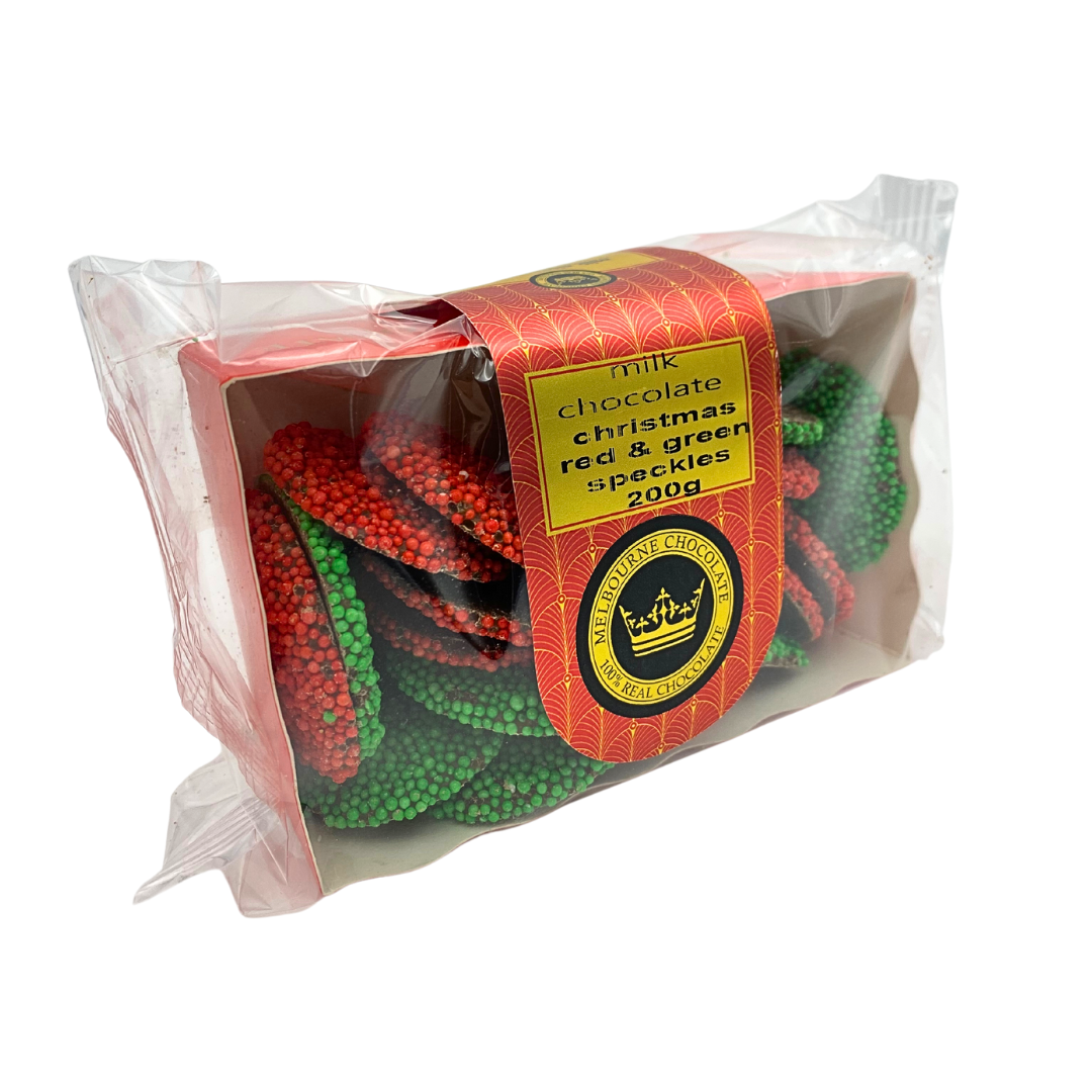 Melbourne Chocolate Christmas Speckles 200g / Red & Green