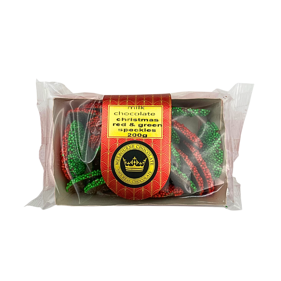 Melbourne Chocolate Christmas Speckles 200g / Red & Green