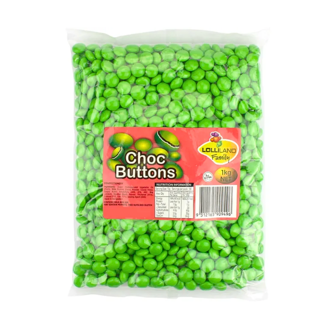 Lolliland Green Chocolate Buttons 1kg