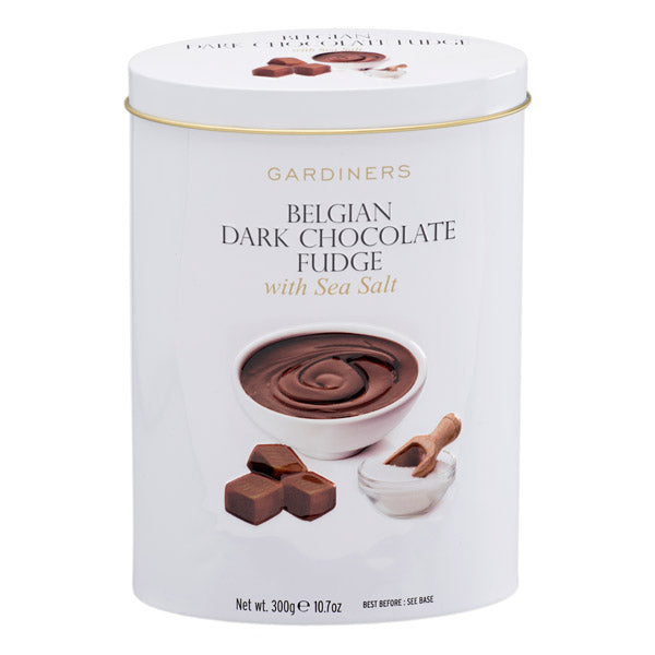 Gardiners Belgian Dark Chocolate Fudge with Sea Salt 300g Tin