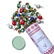 Personalised Corporate Christmas Praline Chocolate Tube 600g 50+ pieces (min 12)