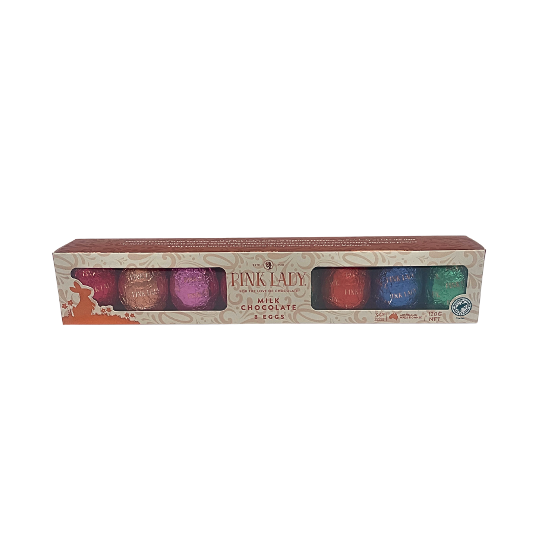 Pink Lady Milk Chocolate 8 Easter Eggs 120g