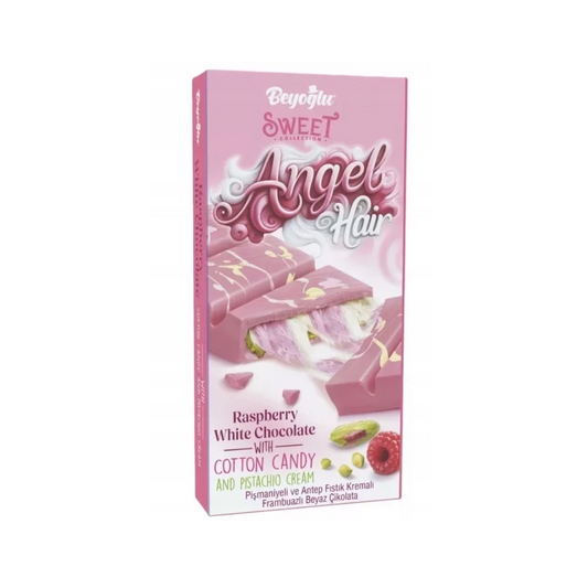 Angel Hair Chocolate - Raspberry White Chocolate with Pistachio & Fairy Floss  – 170g