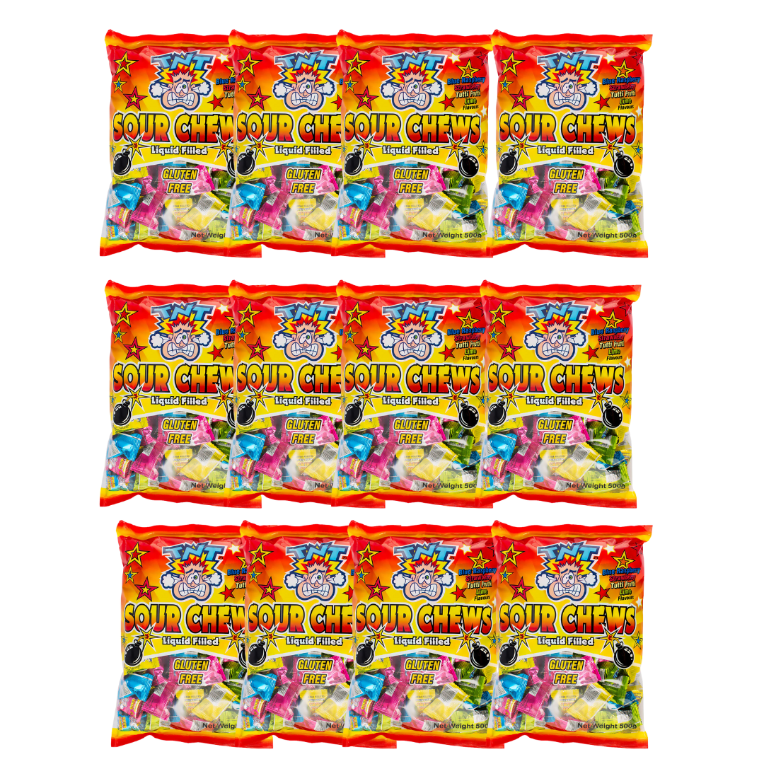 TNT Sour Chews - 12 x 500g (1200 pieces)