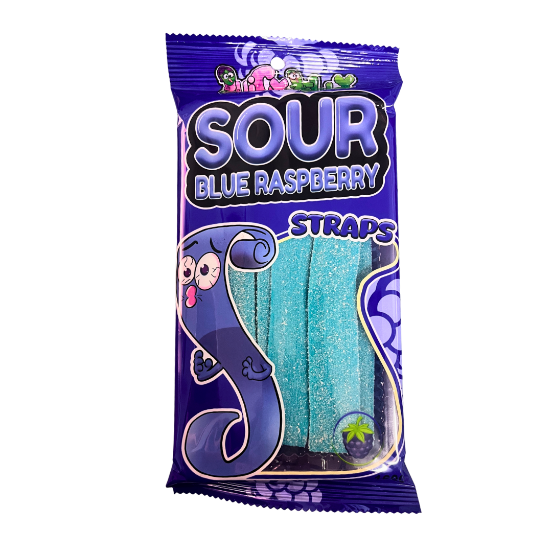 Juicy Jelly Sour Blue Raspberry Straps 160g