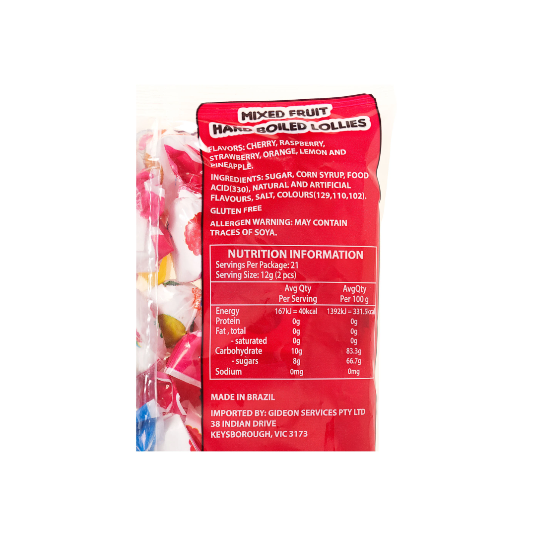 Mixed fruit hard boiled lollies 250g