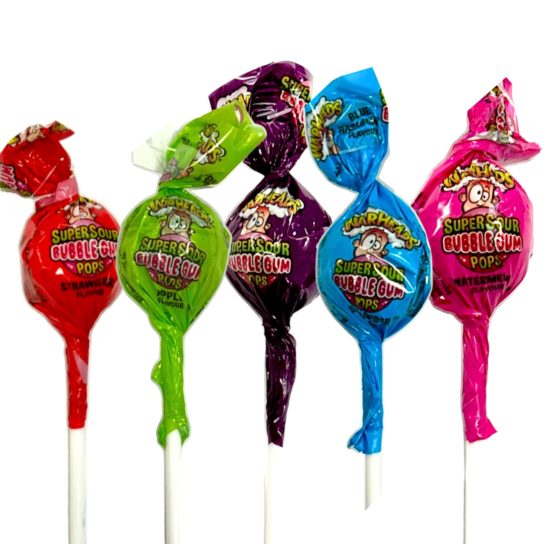 Warheads Super Sour Bubblegum Pops - Strawberry