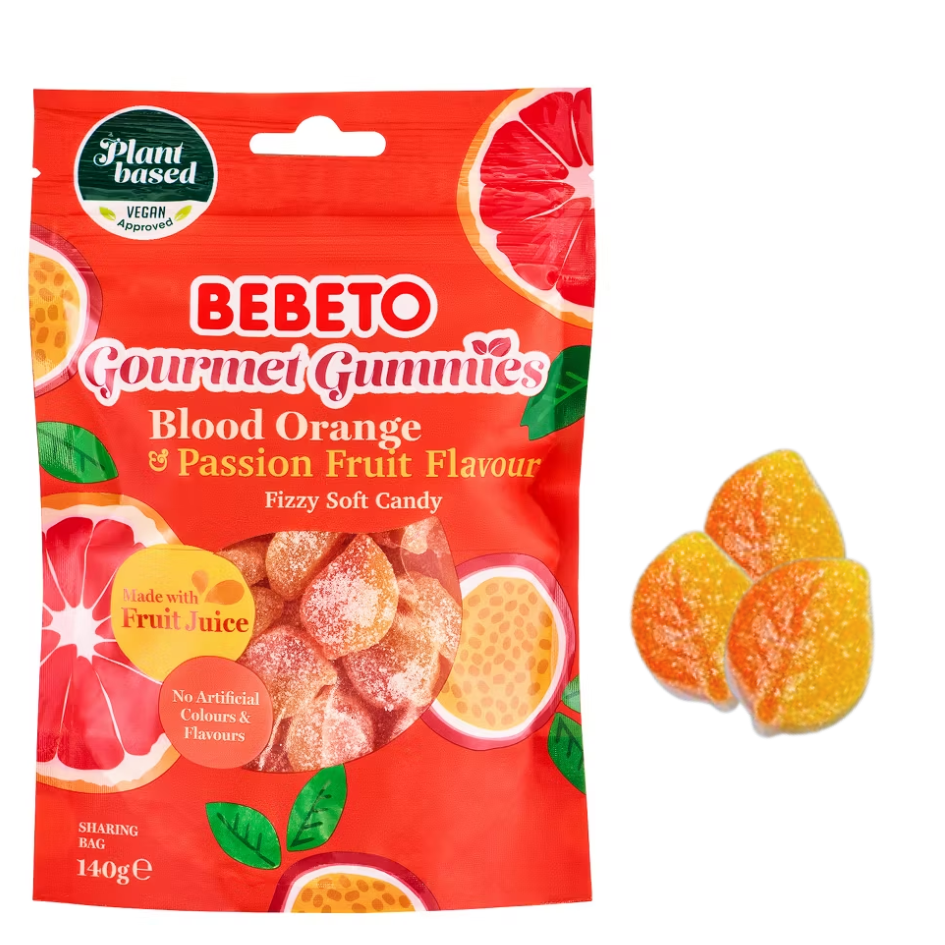 Bebeto Gourmet Gummies Blood Orange & Passion Fruit 140g (vegan)