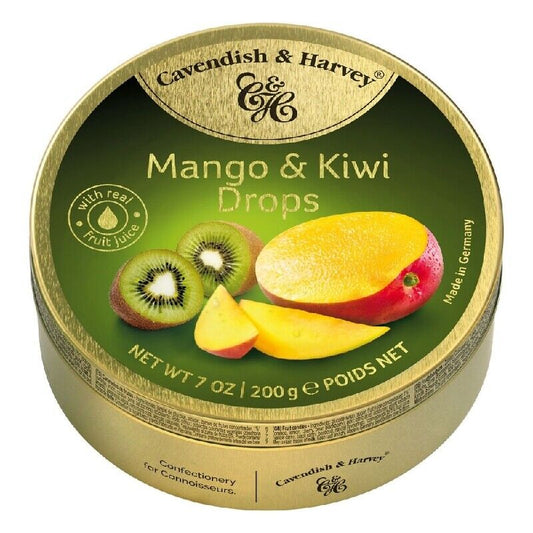 Cavendish & Harvey Travel Tin - Mango & Kiwi Drops 200g