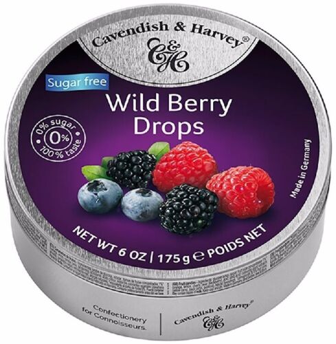 Cavendish & Harvey Travel Tin - Sugar Free Wild Berry Drops 175g
