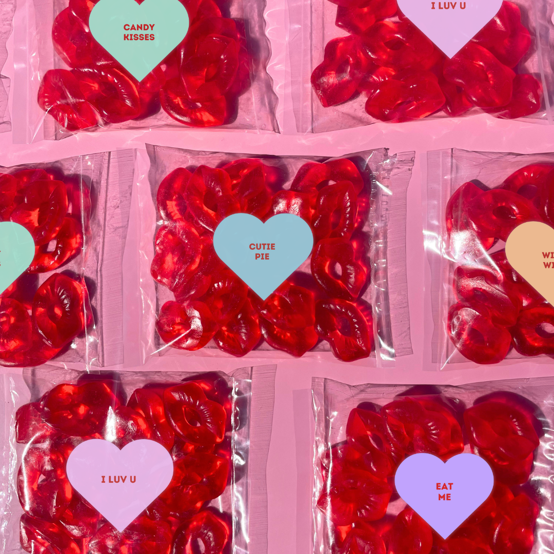 Candy Heart Valentine's Day Kisses Lolly Bags (75g)