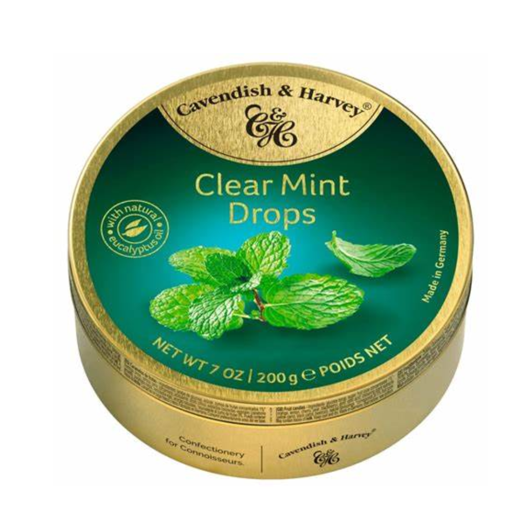Cavendish & Harvey Travel Tin - Clear Mint Drops - 200g