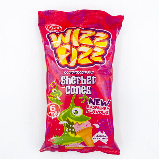 Wizz Fizz Raspberry Sherbet Cones - 6 pack