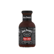 Jack Daniel's Sweet & Spicy BBQ Sauce bottle on a white background