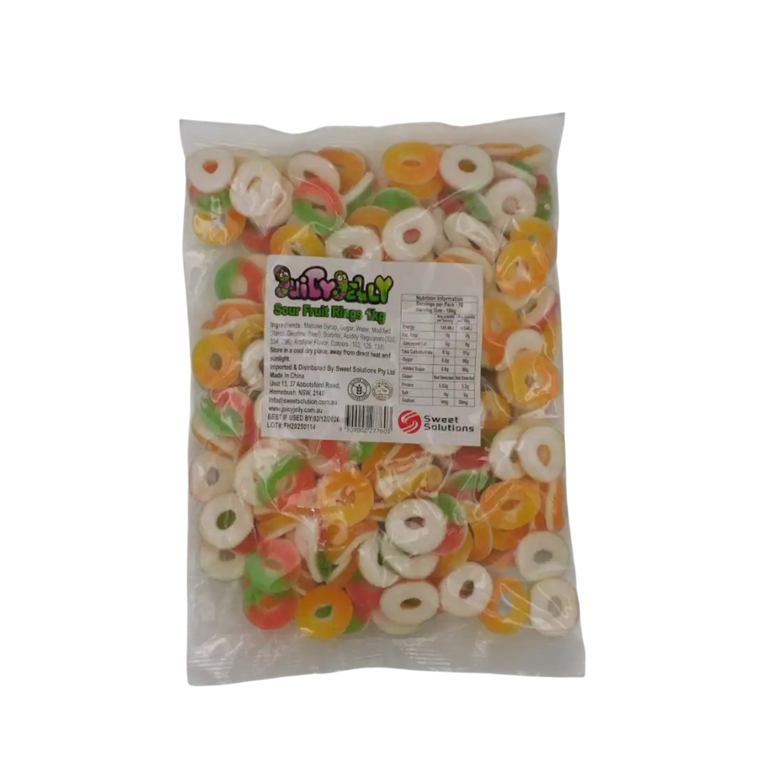 Juicy Jelly Sour Fruit Rings 1kg
