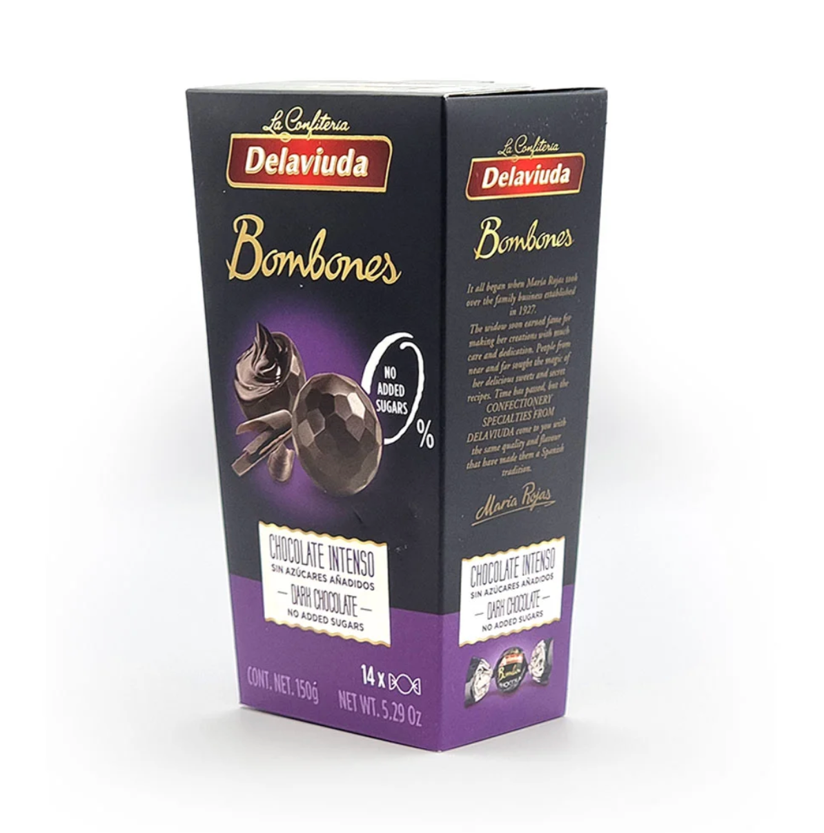 La Confiteria Delaviuda Bombones – 70% Dark Chocolate - No Added Sugar – 150g
