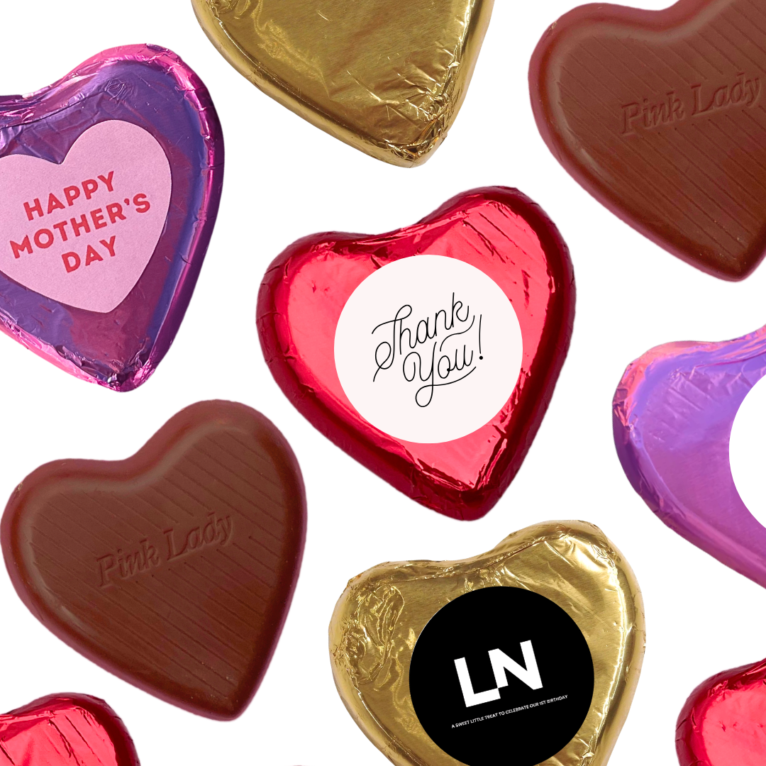 Personalised Premium Milk Chocolate Heart - Large 6.5cm 30g (Min 24)