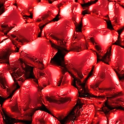 Mini Milk Chocolate Love Hearts in Red Foil – 500g (70 x 7g hearts)