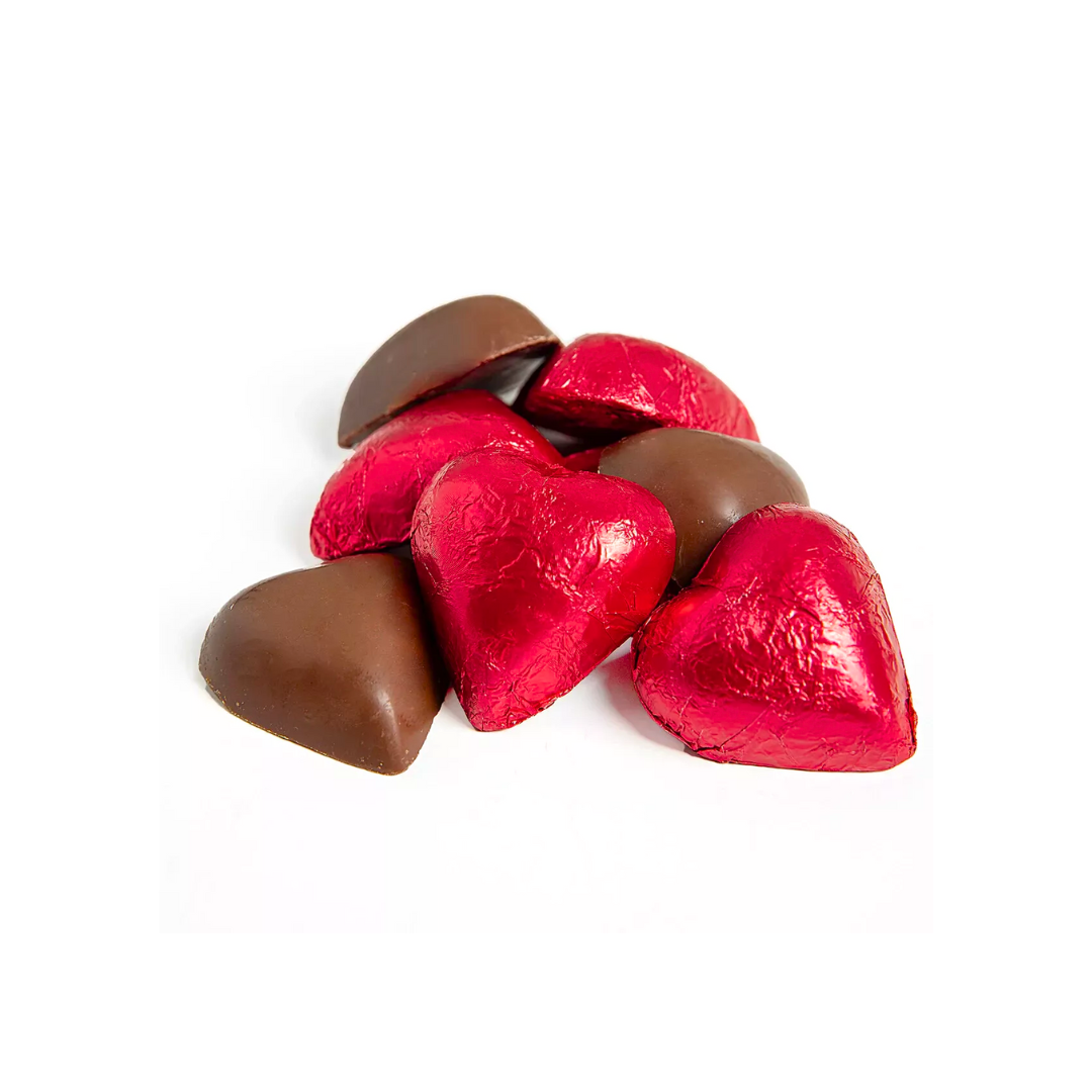 Mini Milk Chocolate Love Hearts in Red Foil – 500g (70 x 7g hearts)