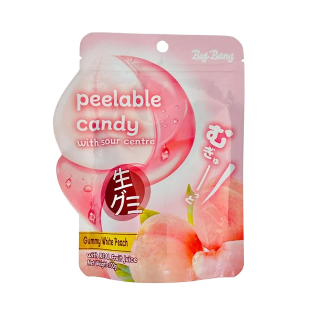 Peelable Gummy With Sour Centre - Gummy White Peach 100g