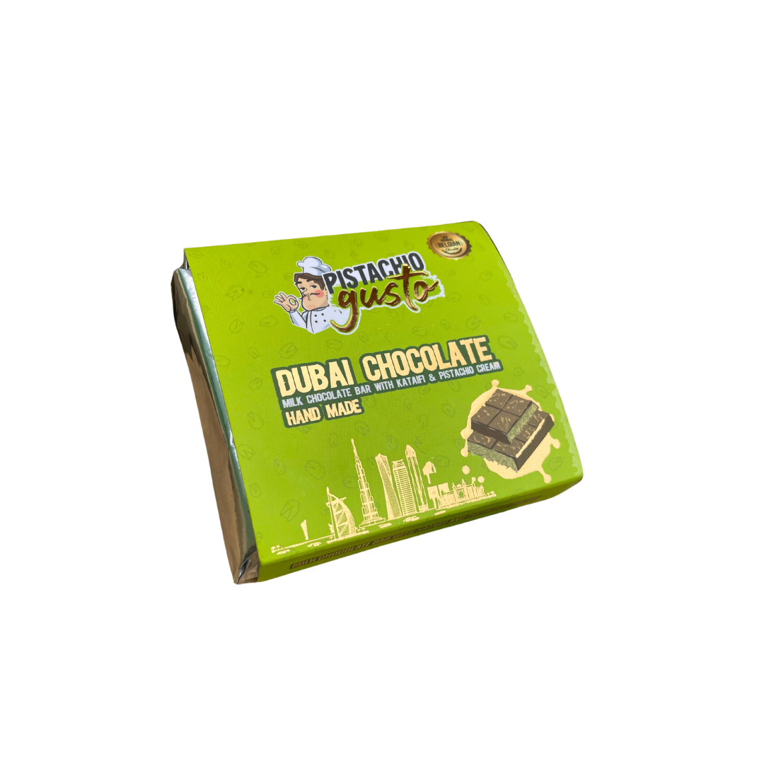 Pistachio Gusto Dubai Chocolate - Milk Chocolate Pistachio Small Bar 100g