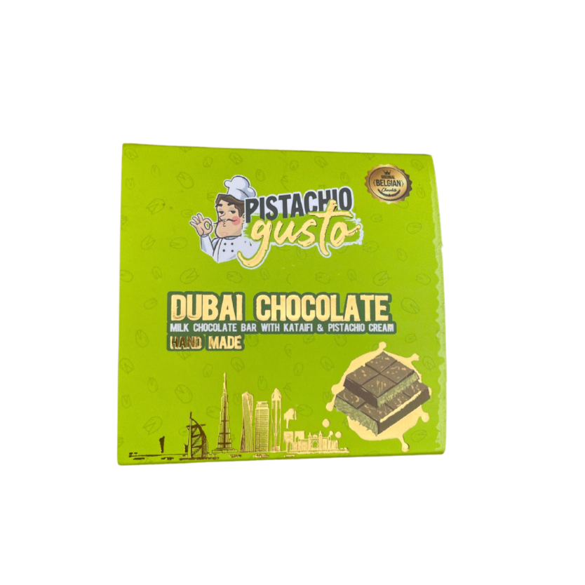 Pistachio Gusto Dubai Chocolate - Milk Chocolate Pistachio Small Bar 100g
