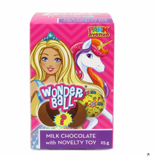 Barbie Wonderball Milk Chocolate With Novelty Toy 25g