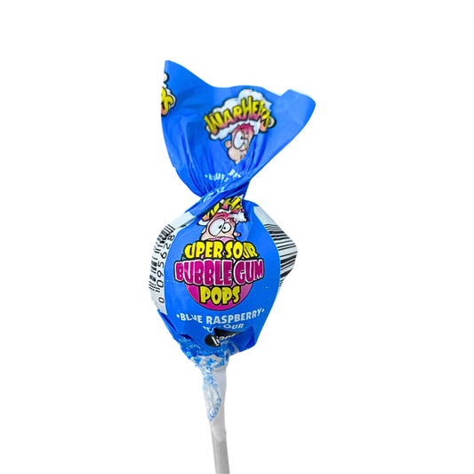 Warheads Blue Raspberry Sour Bubblegum Pops