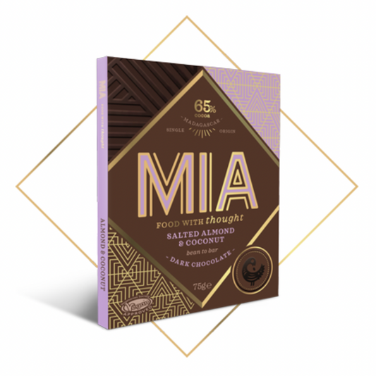 MIA Salted Almond & Coconut Dark Chocolate Block 75g