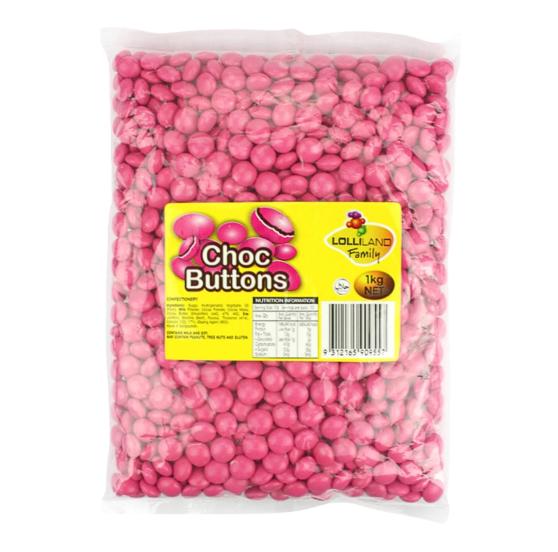 lolliland pink chocolate buttons 1kg