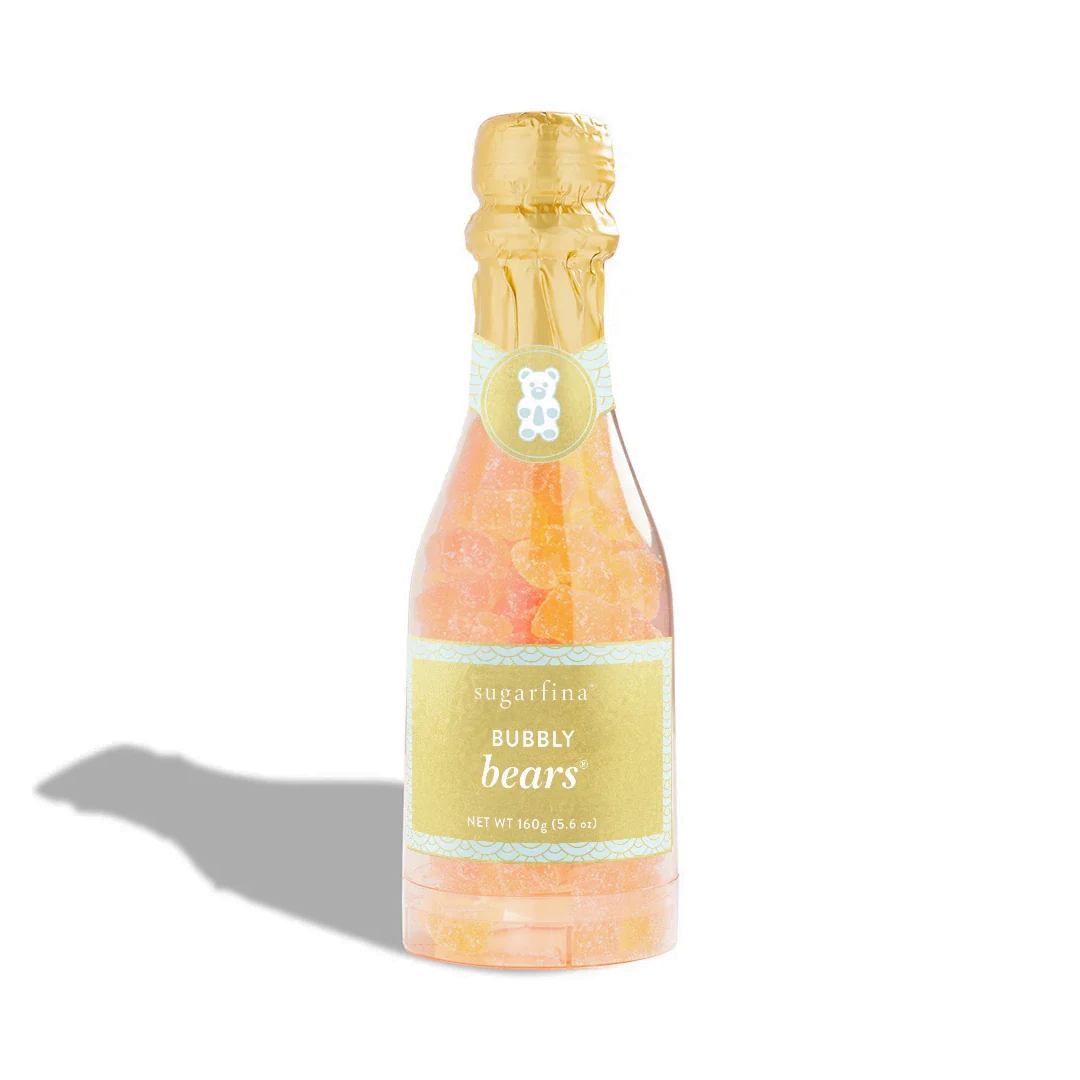 Bottle of sugarfina Bubbly Bears on a white background