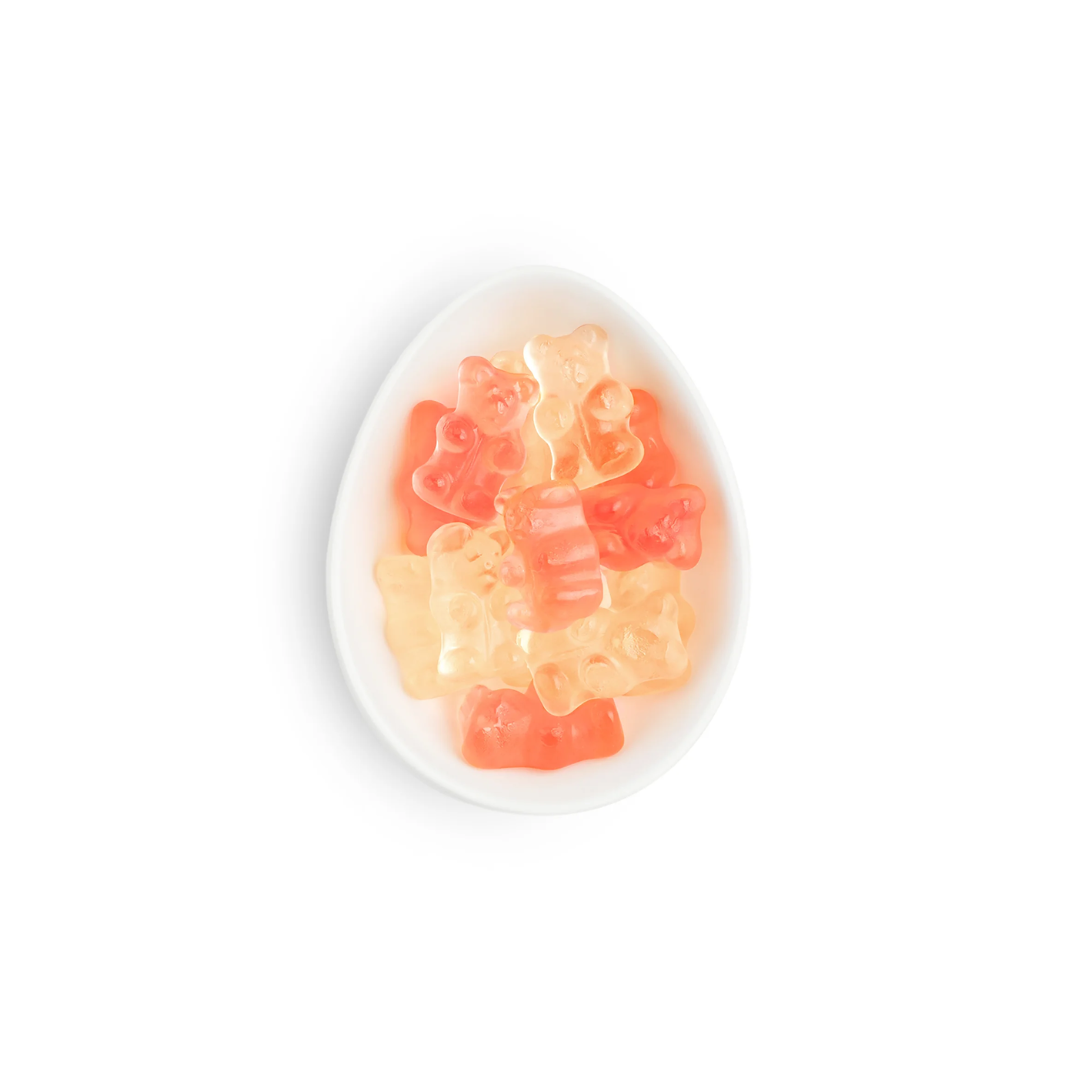 Gummy bear candies on a white background