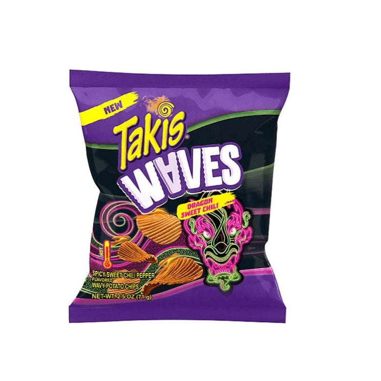 Takis Waves snack bag on a white background
