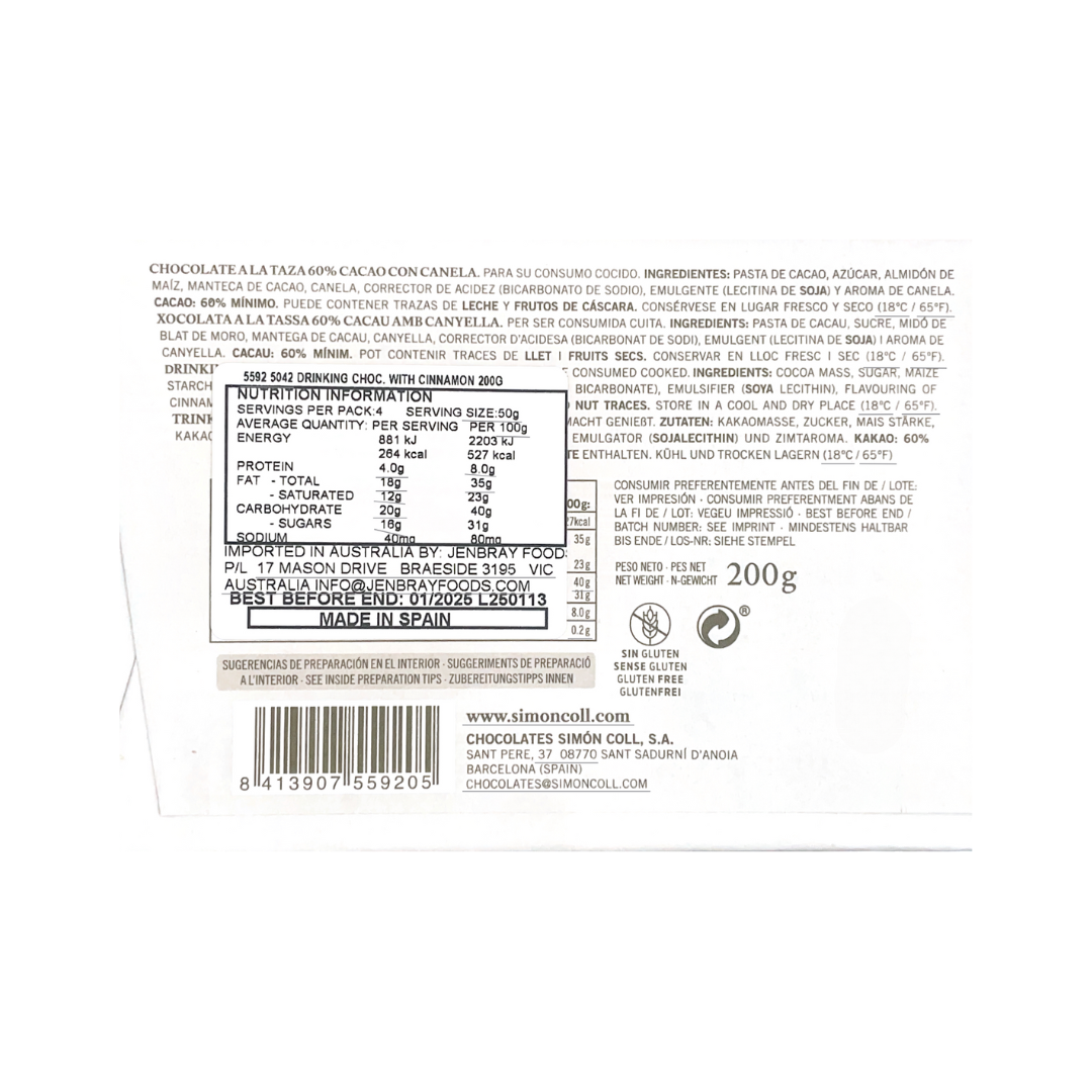Simon Coll 60% Cacao with Cinnamon - 200g