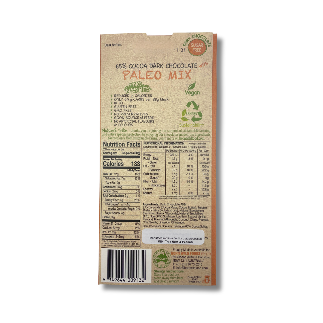 Nature's Tribe - Dark Chocolate with Paleo Mix Sugar Free
