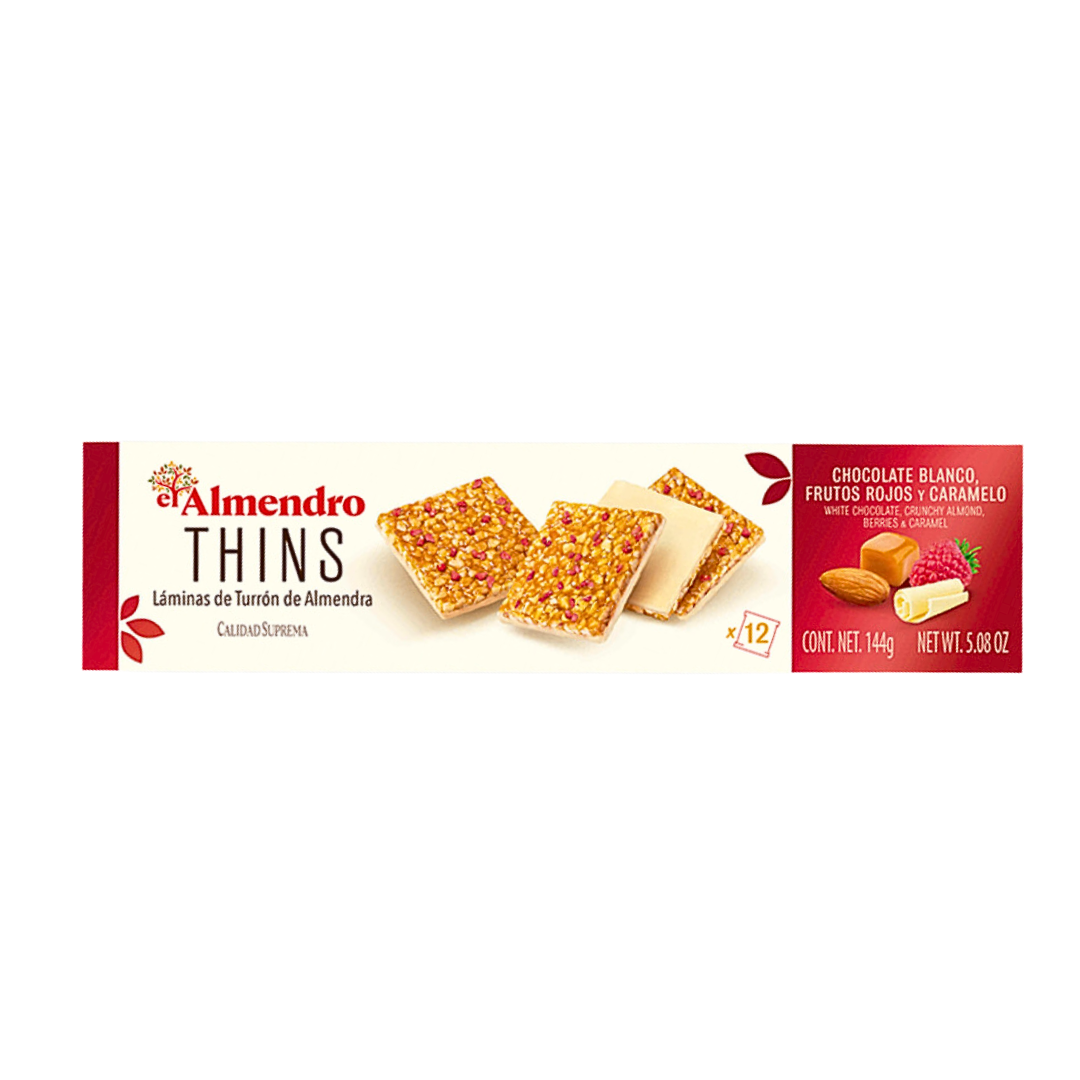 Thin Almond Turron / White Choc, Red Berries and Caramel / 12 pack