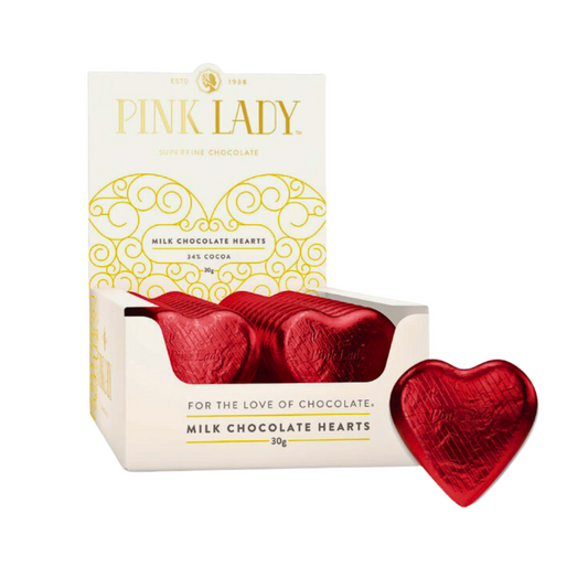 Milk Chocolate Hearts Pink Lady - 30g